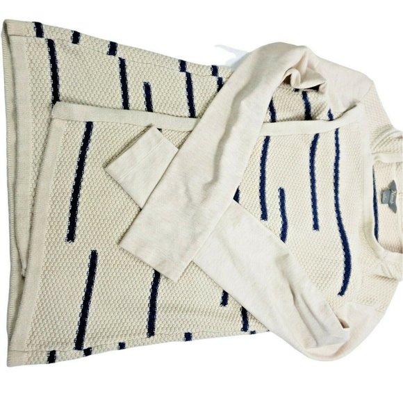 Natural Reflections Women Cardigan Sweater Sz S Navy Cream Open Drape Hoodie - Picture 3 of 5